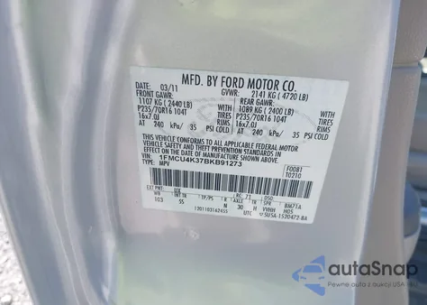 2011 Ford Escape Hybrid Limited z USA, uszkodzony, nr VIN 1FMCU4K37BKB91273